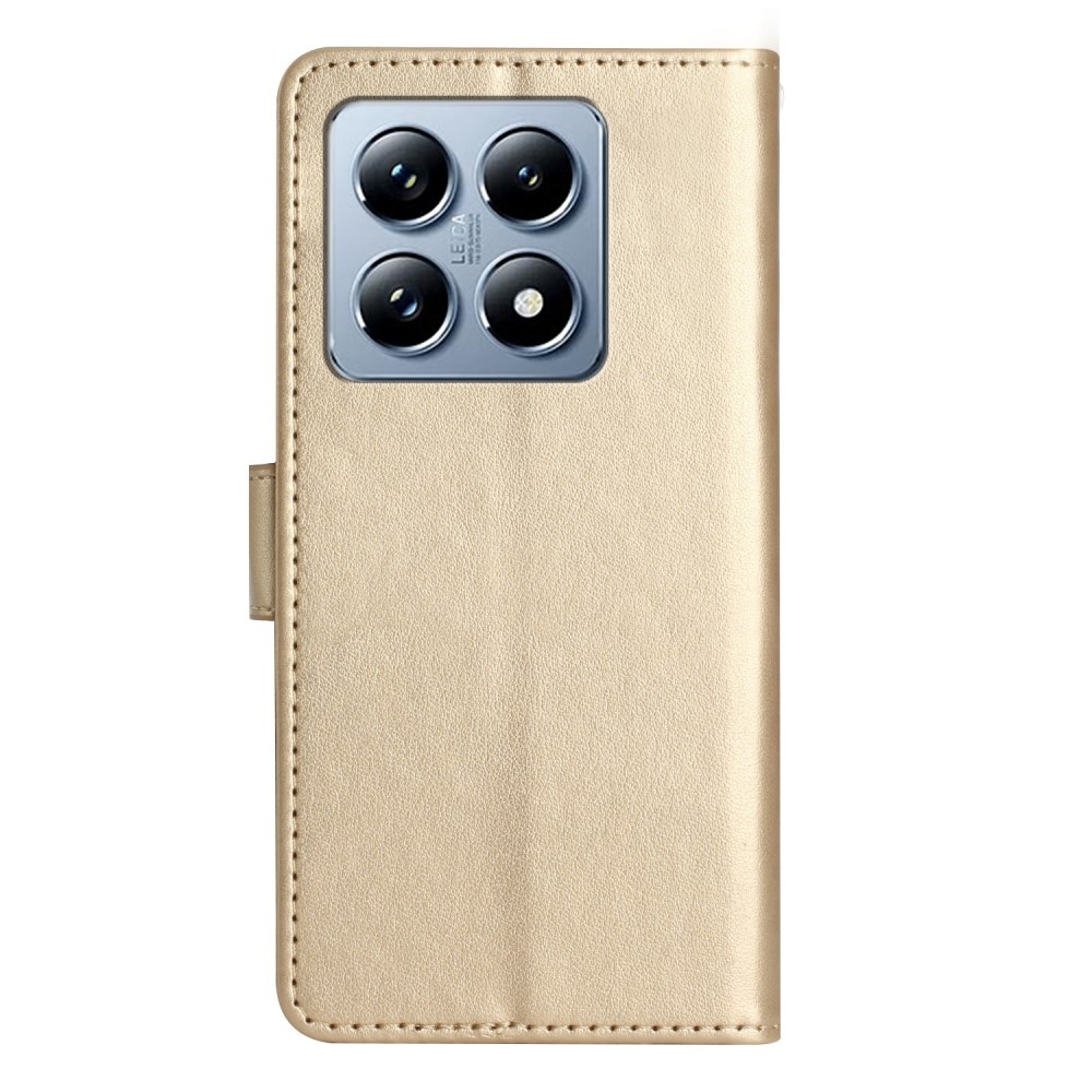 Virágok könyv tok Xiaomi 14T-hez - arany színű
