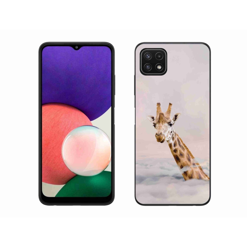 Zselés borítás mmCase Samsung Galaxy A22 5G - zsiráf a felhők között