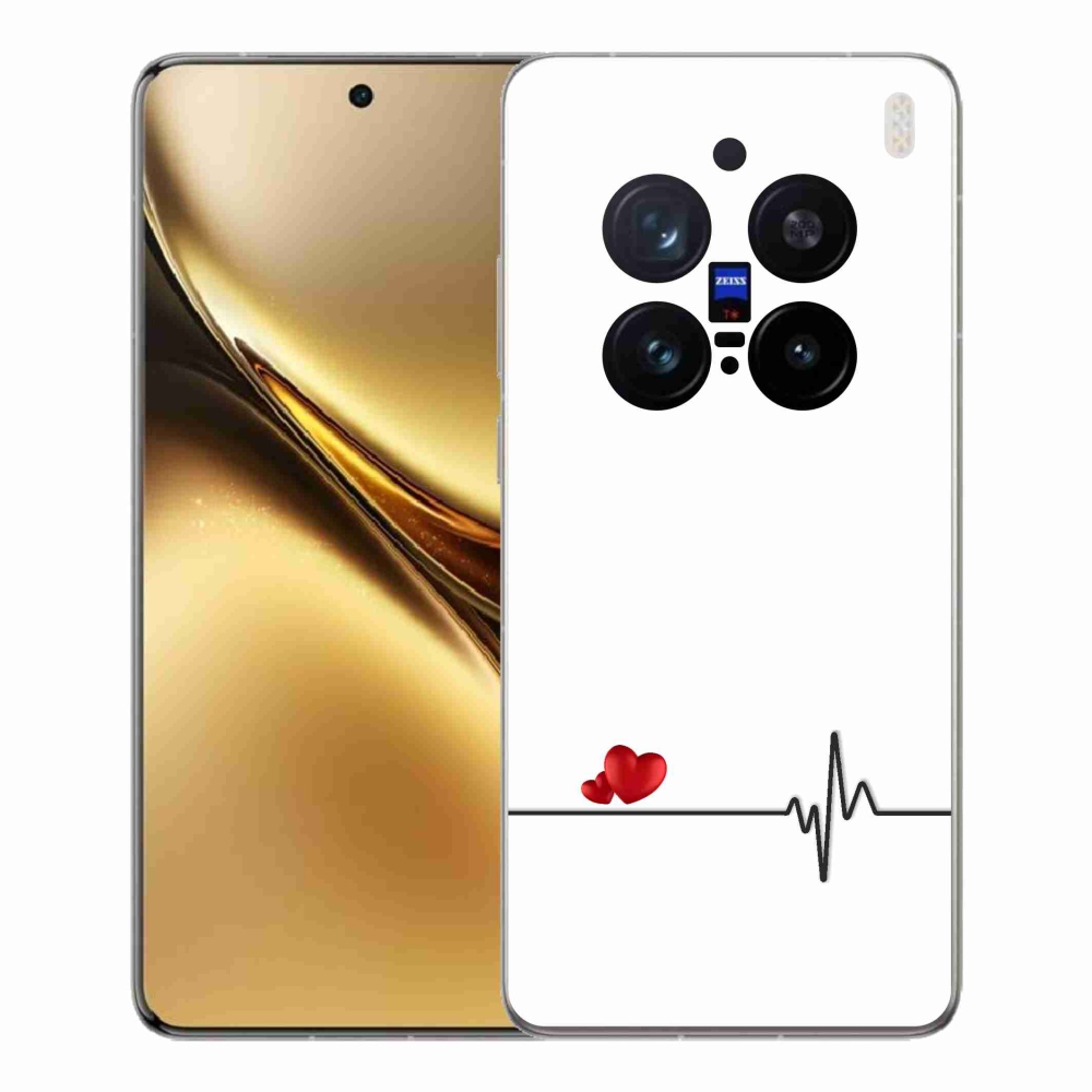 Gél borító mmCase a Vivo X200 Pro 5G-n - szív és szívverés fehér háttérrel
