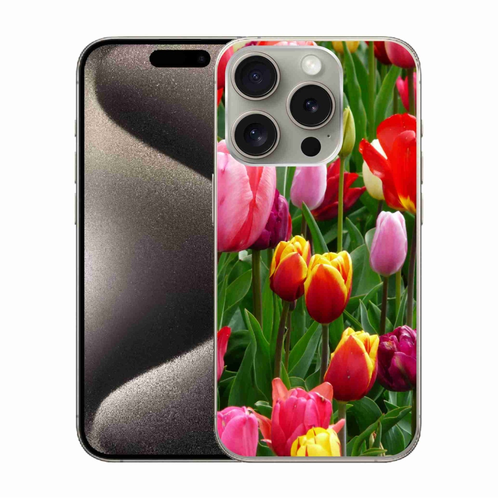 Zselés borítás mmCase iPhone 15 Pro készülékhez - tulipánok