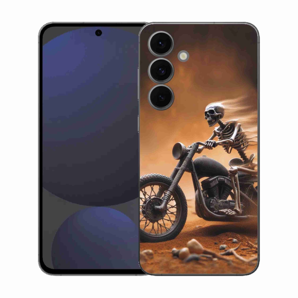 Gél borítás mmCase Samsung Galaxy S25 FE - csontváz egy motorkerékpáron