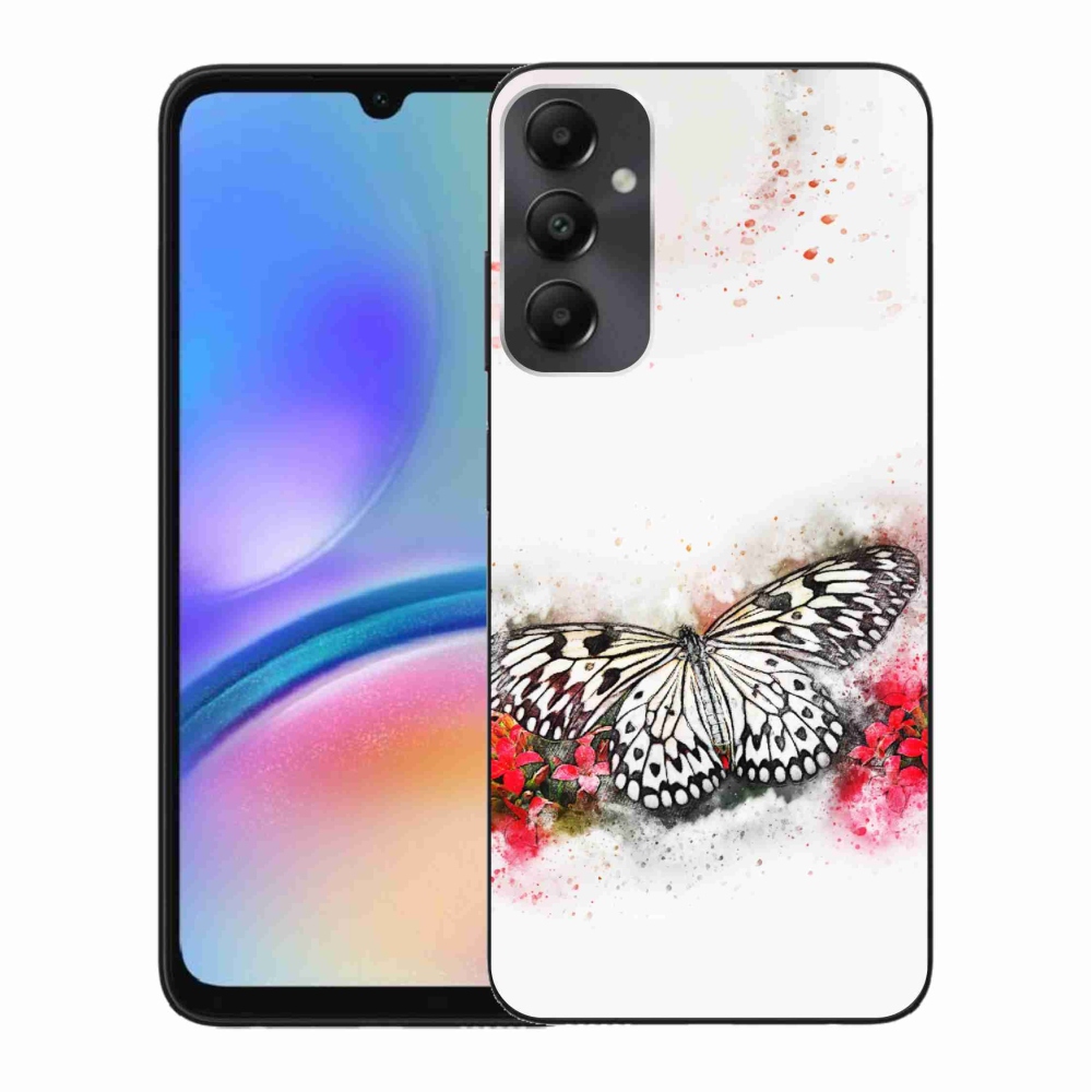Zselés borítás mmCase Samsung Galaxy A05s készülékhez - fekete-fehér pillangó
