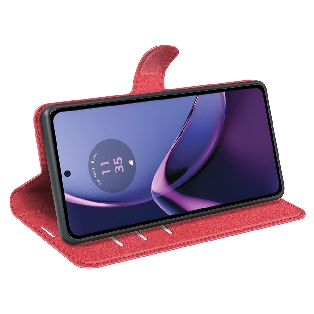 Litchi könyv tok a Motorola Moto G84 5G-hez - piros színű