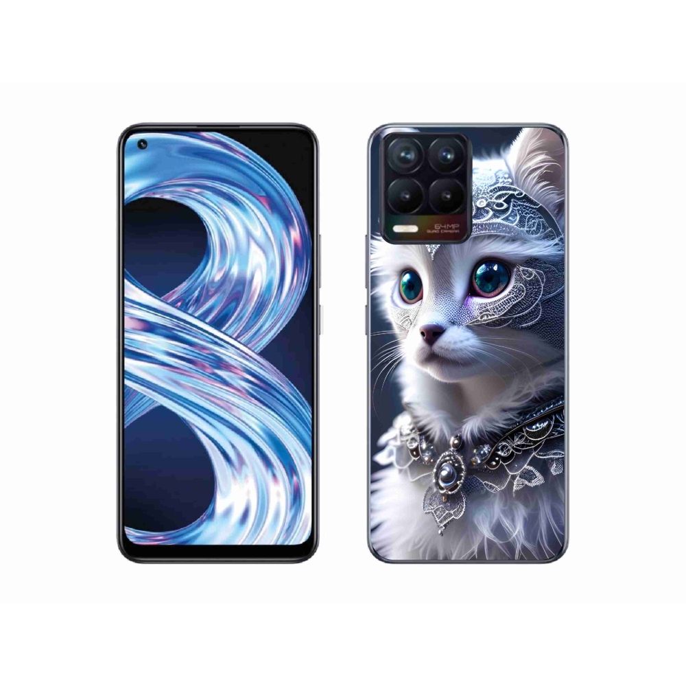 Zselés borítás mmCase a Realme 8 Pro-hoz - fehér macska
