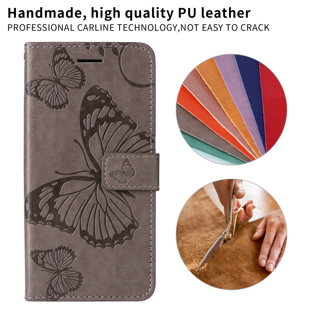 Nagy pillangó könyv tok a Xiaomi Poco F7 5G-hez - szürke