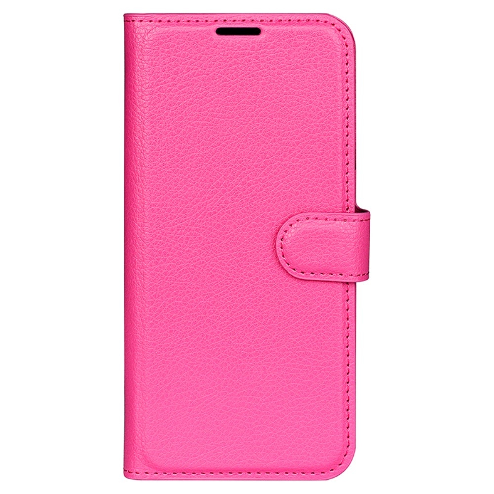 Litchi könyv tok iPhone 16 Pro készülékhez - rózsaszínű