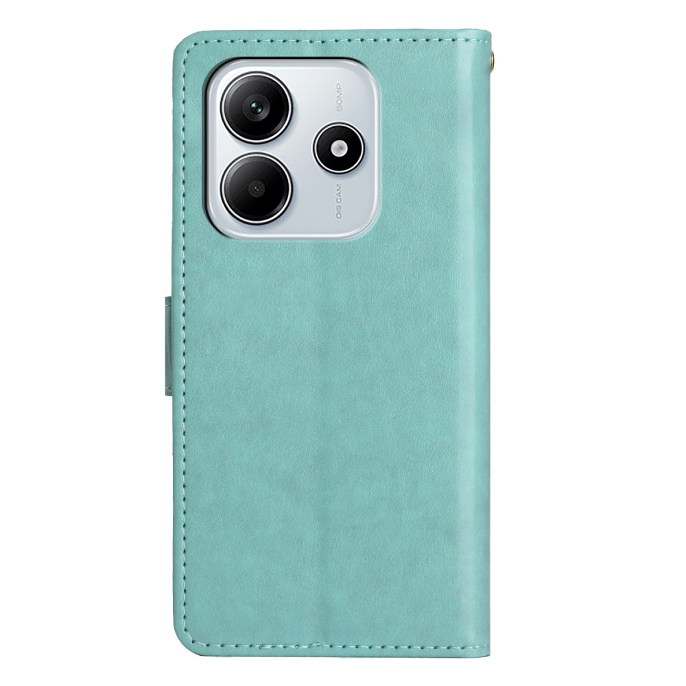Virágok könyv tok Xiaomi Redmi Note 14 5G-hez - teal - teal