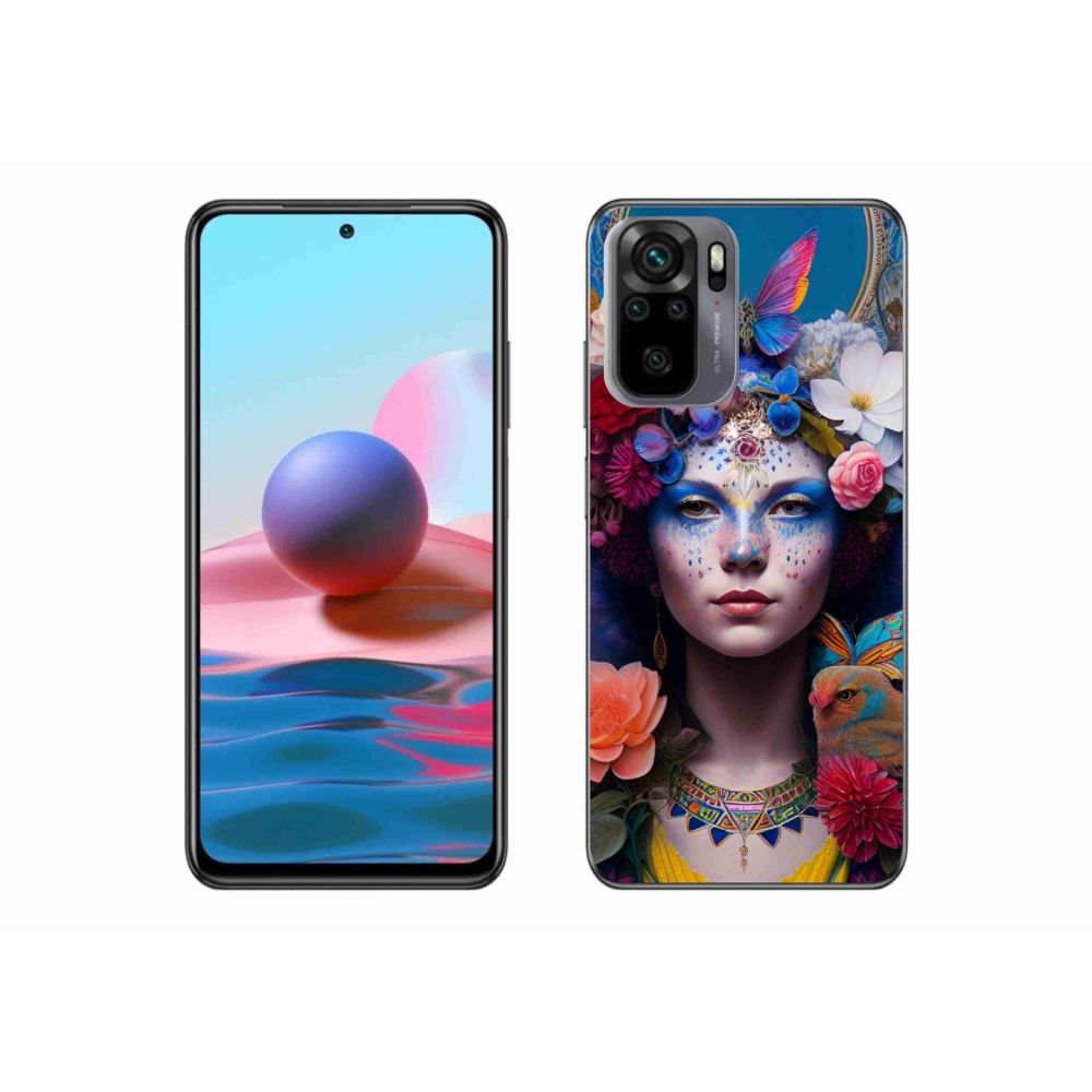 Gél borító mmCase a Xiaomi Poco M5s készülékhez - nő virágokkal