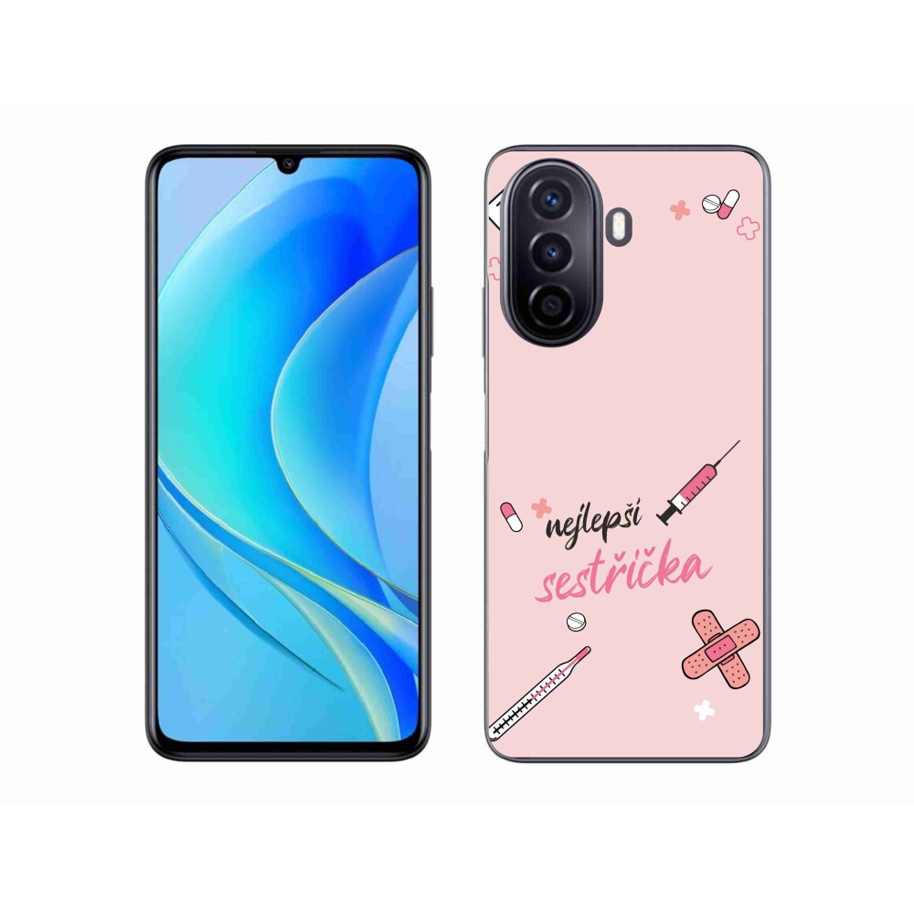 Gél borító mmCase a Huawei Nova Y70-en - a legjobb kishúg rózsaszín háttérrel