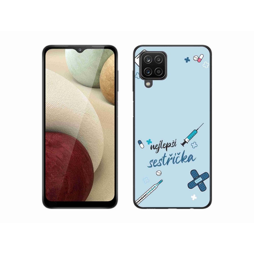 Gél borító mmCase Samsung Galaxy M12 - a legjobb kishúg kék háttérrel