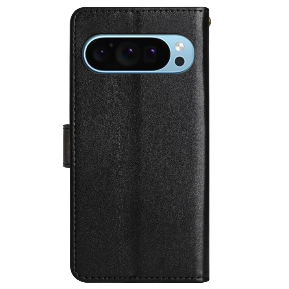 Virágos könyvtáska Google Pixel 9/9 Pro készülékhez - fekete