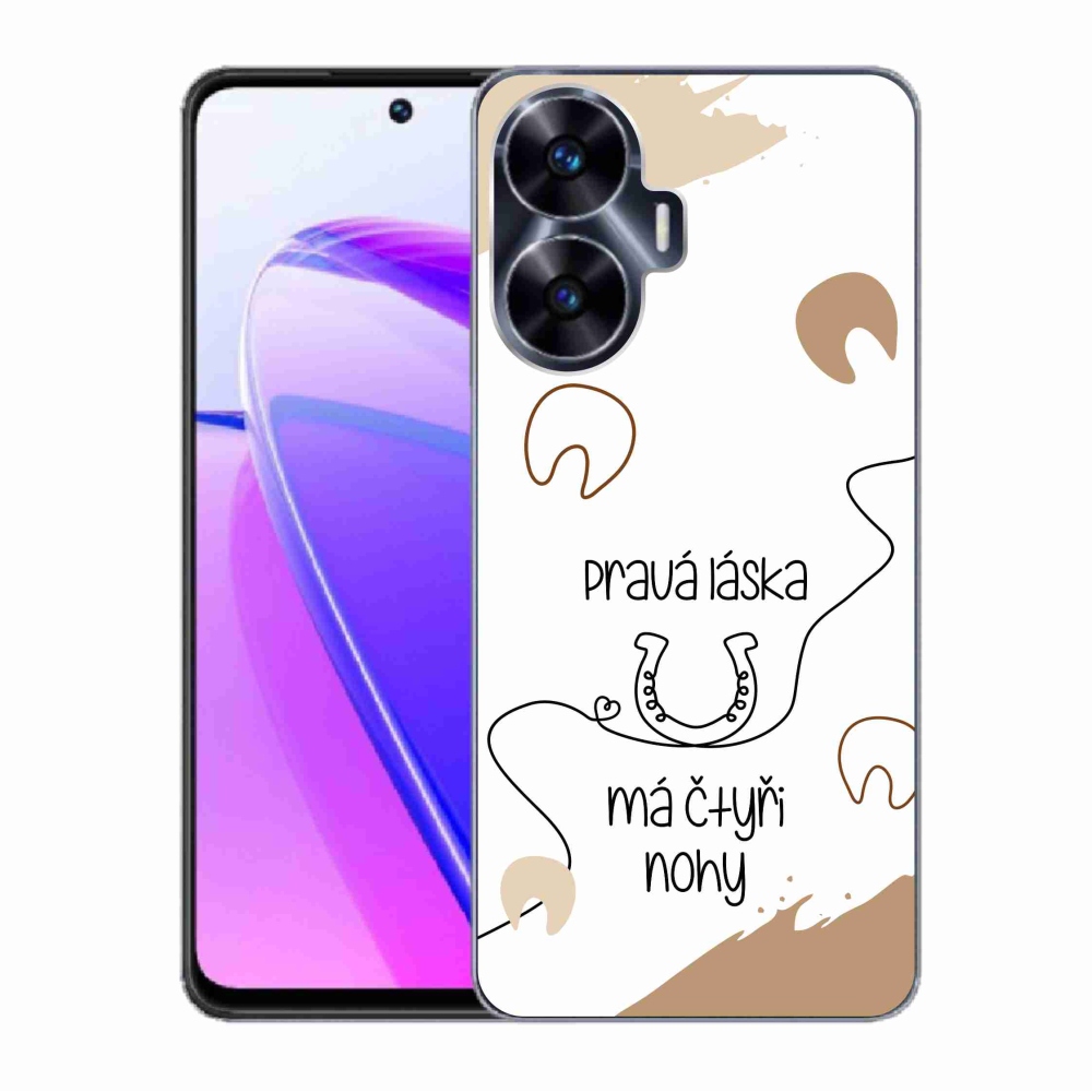Gél borítás mmCase a Realme C55 készülékhez - ló motívum fehér háttérrel