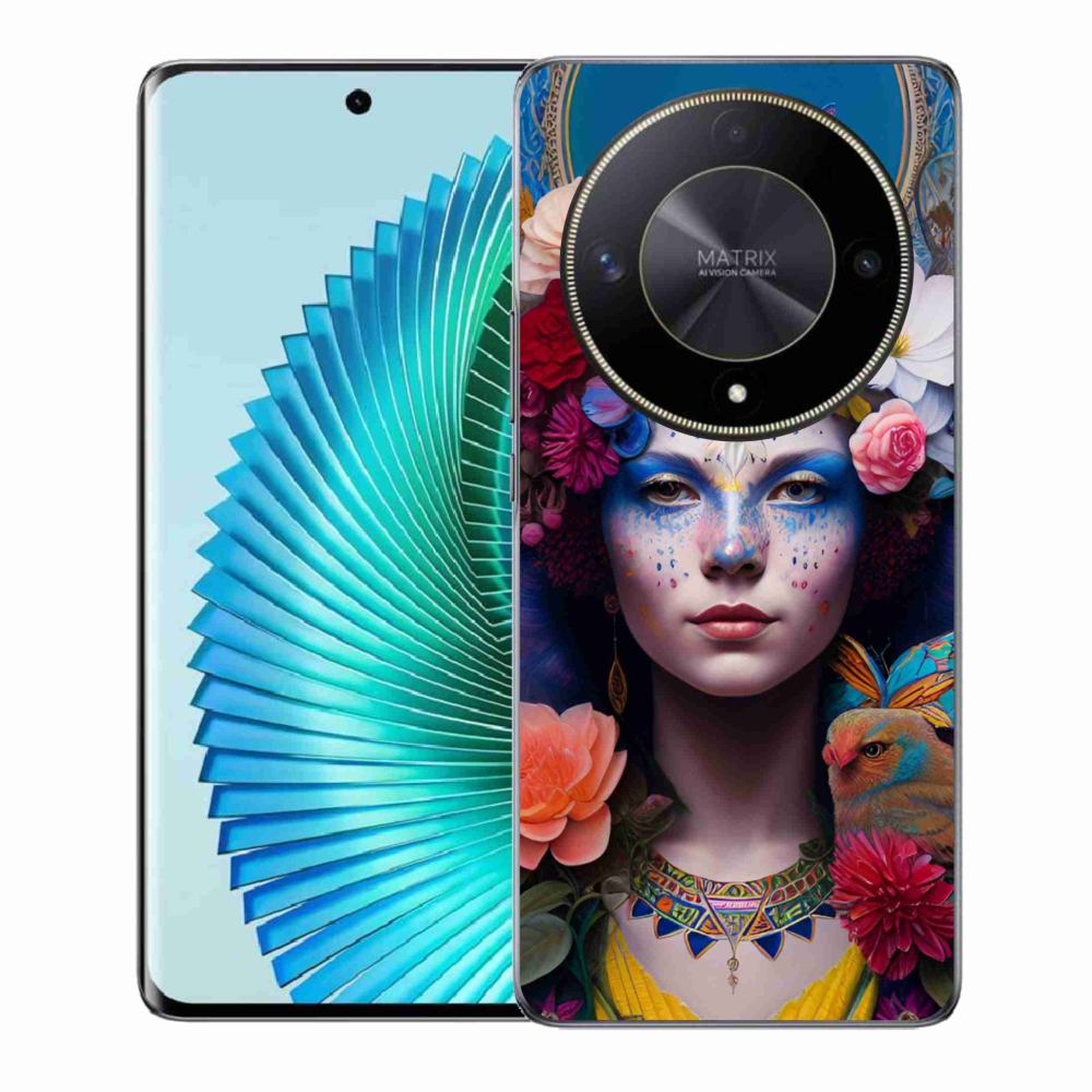 Gél borító mmCase a Honor Magic 6 Lite 5G számára - nő virágokkal