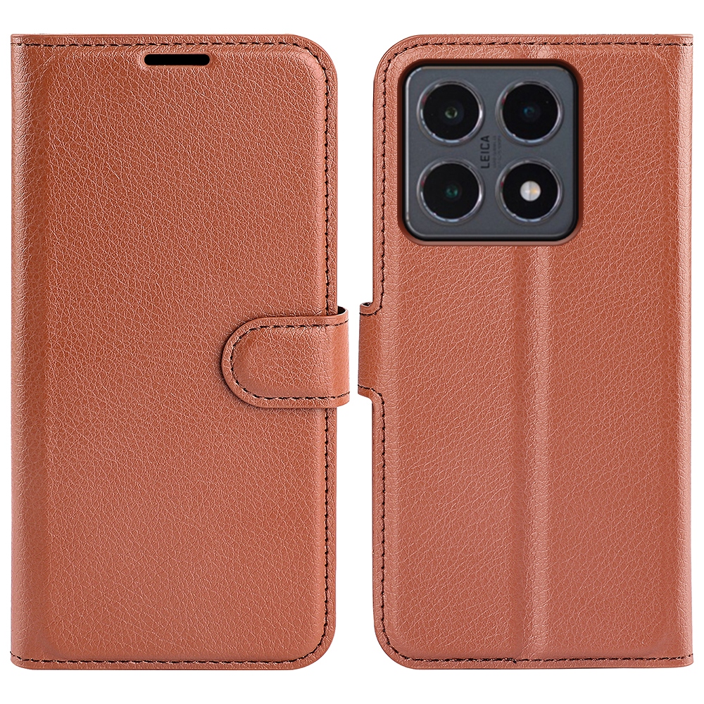 Litchi könyv tok Xiaomi 15T-hez - barna