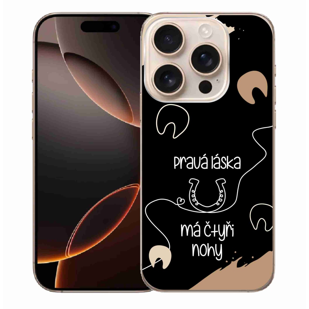 Gél borítás mmCase iPhone 16 Pro Max készülékhez - Ló motívum fekete háttér