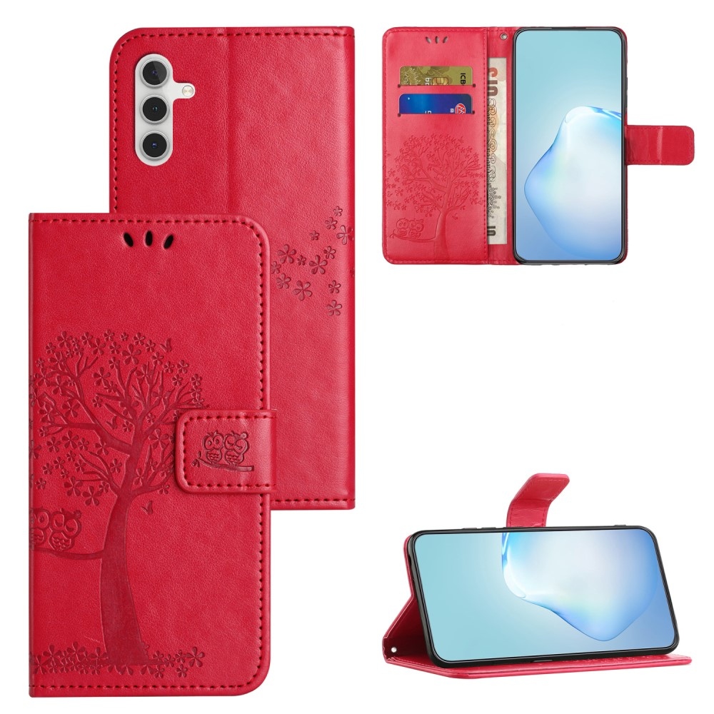 Fás könyv tok Samsung Galaxy A35 5G - piros