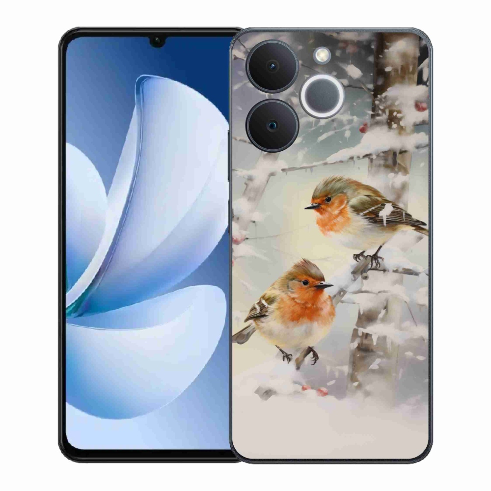 Gél borítás mmCase a Realme Note 70T számára - madarak télen