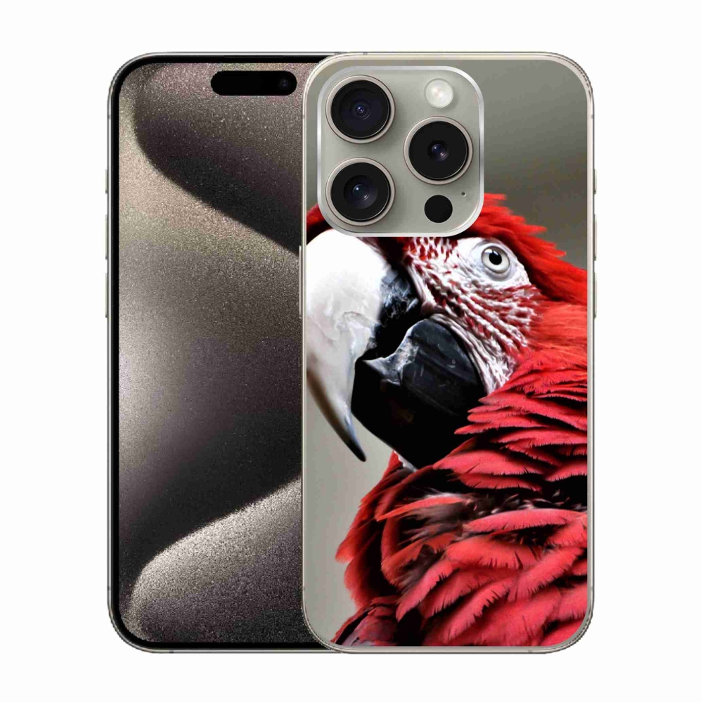 Gél tok mmCase iPhone 15 Pro készülékhez - papagáj ara piros