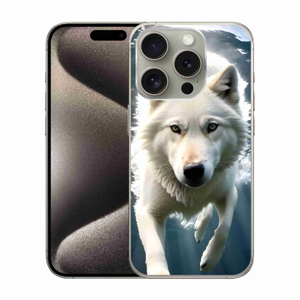 Zselés borítás mmCase iPhone 15 Pro készülékhez - fehér farkas