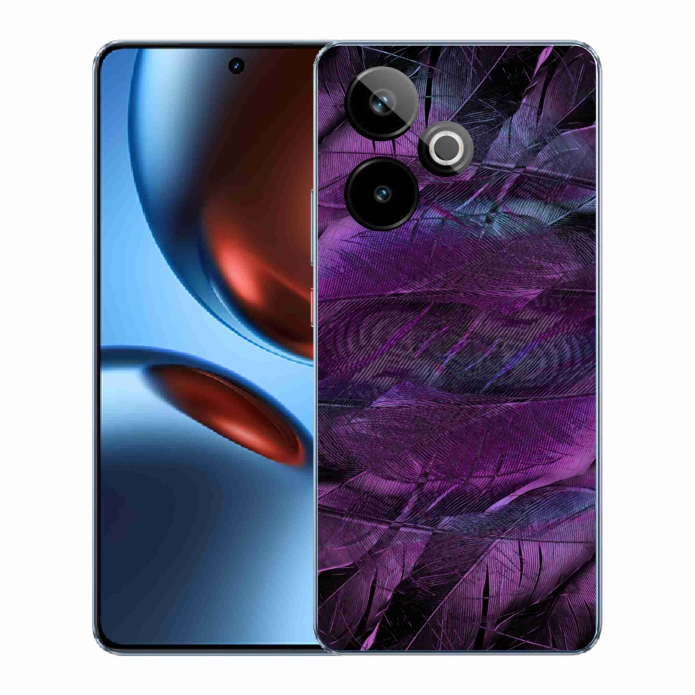 Zselés borítás mmCase a Realme GT 7 5G/GT 7T 5G számára - lila tollak