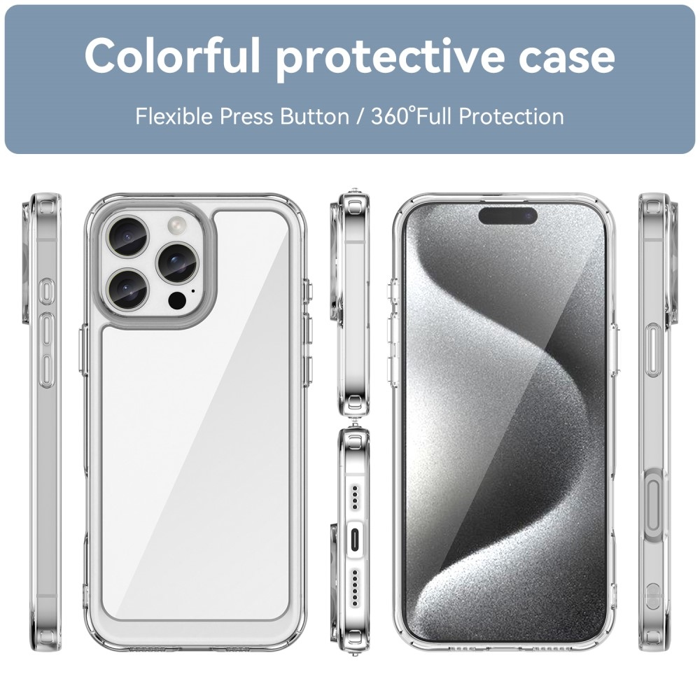 Gél tok fix hátlappal iPhone 16 Pro Max készülékhez - átlátszó