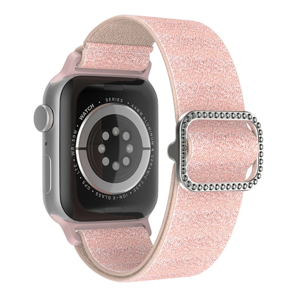Dekoratív nejlon szíj Apple Watch Ultra/Ultra 2 49mm/SE/SE 2022/2023 44mm/9/8/7 45mm/6/5/4 44mm/3/2/1 42 mm-es Apple Watch Ultra/Ultra 2 49mm/SE/SE 2022/2023 órához - rózsaszínű
