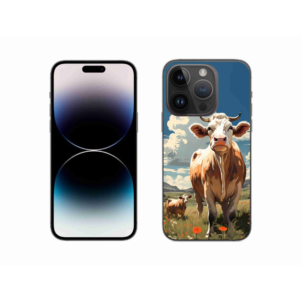 Zselés borítás mmCase iPhone 14 Pro készülékhez - tehenek a réten