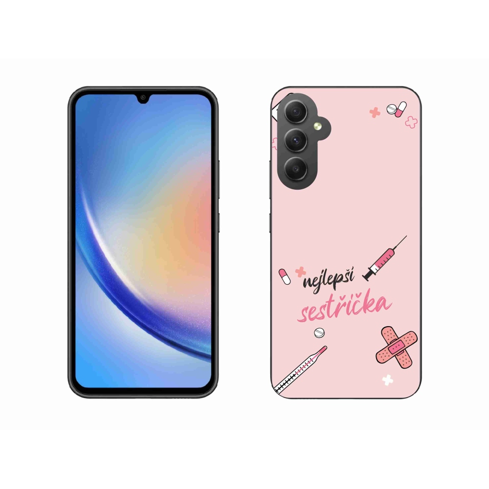Gél borító mmCase Samsung Galaxy A34 5G - legjobb kishúg rózsaszín háttérrel