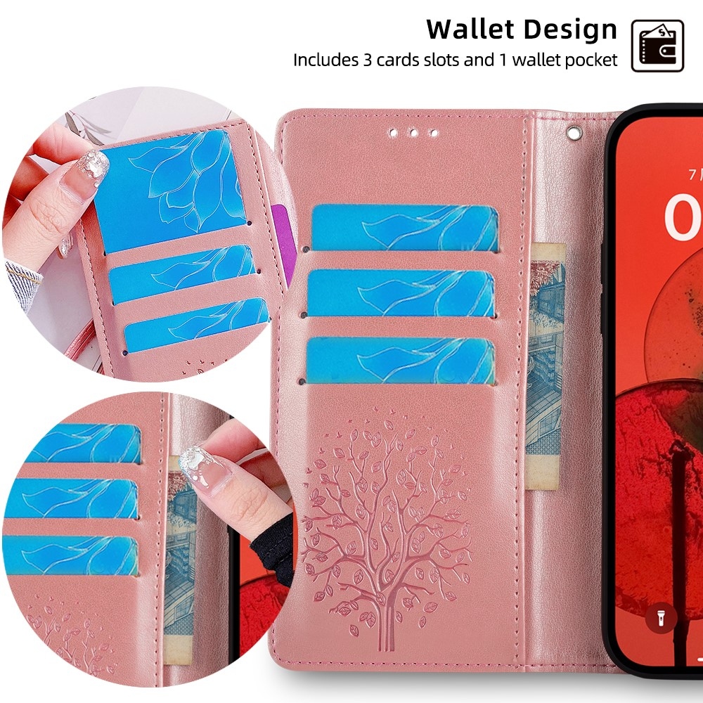 Fa könyvtáska Huawei Pura 70 Pro készülékhez - rózsaarany