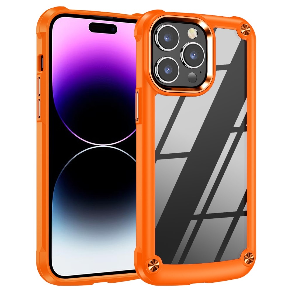 Gél tok fix hátlappal iPhone 15 Pro Max készülékhez - narancssárga