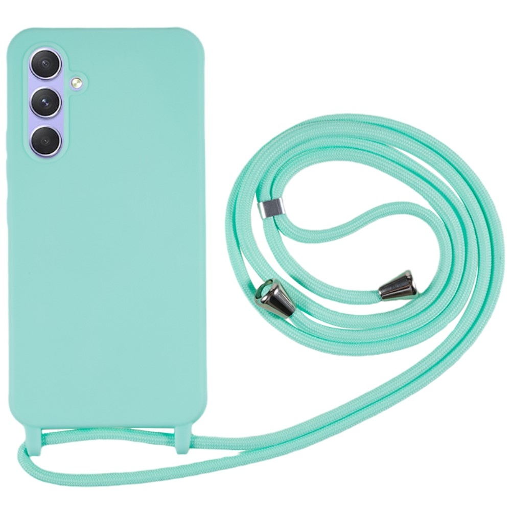 Zsinórral ellátott zselés tok Samsung Galaxy S25 készülékhez - kékeszöld színű