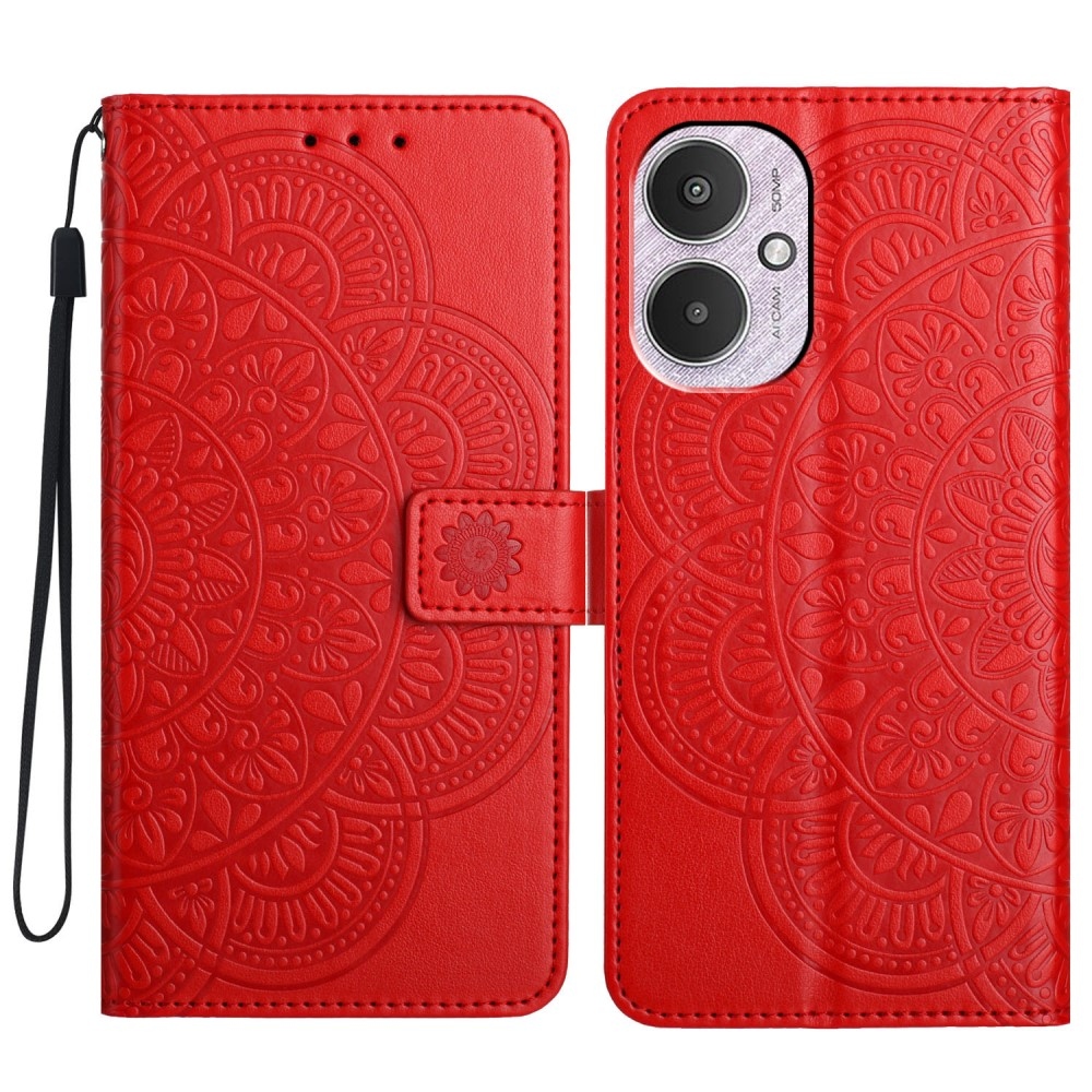 Mandala könyv tok a Xiaomi Redmi 13C 5G-hez - piros