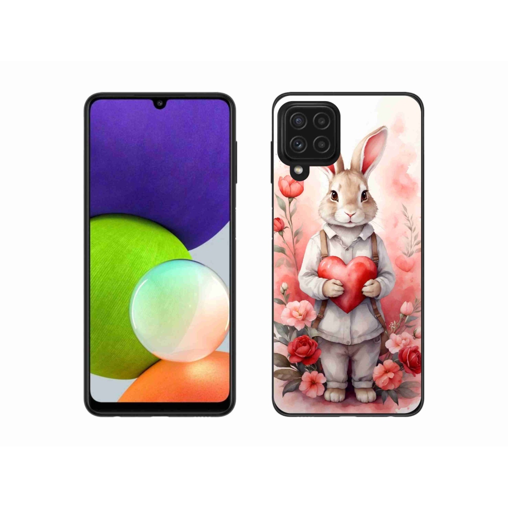 Gél borítás mmCase Samsung Galaxy A22 4G - nyúl szívvel