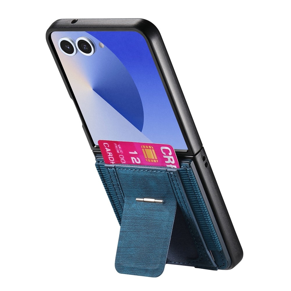 Luxus műanyag borítás műbőrrel Samsung Galaxy Z Flip7 5G - kék