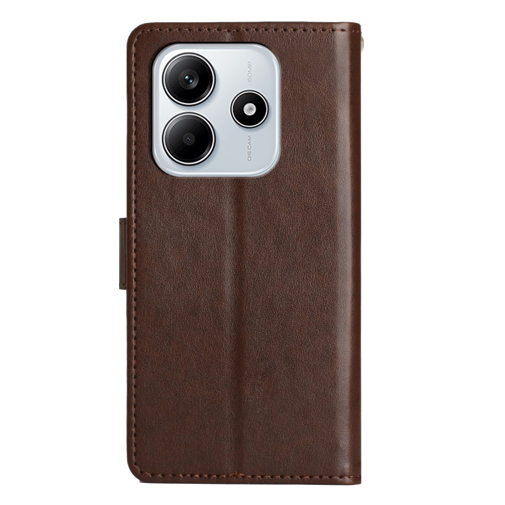 Virágok könyv tok Xiaomi Redmi Note 14 5G-hez - barna