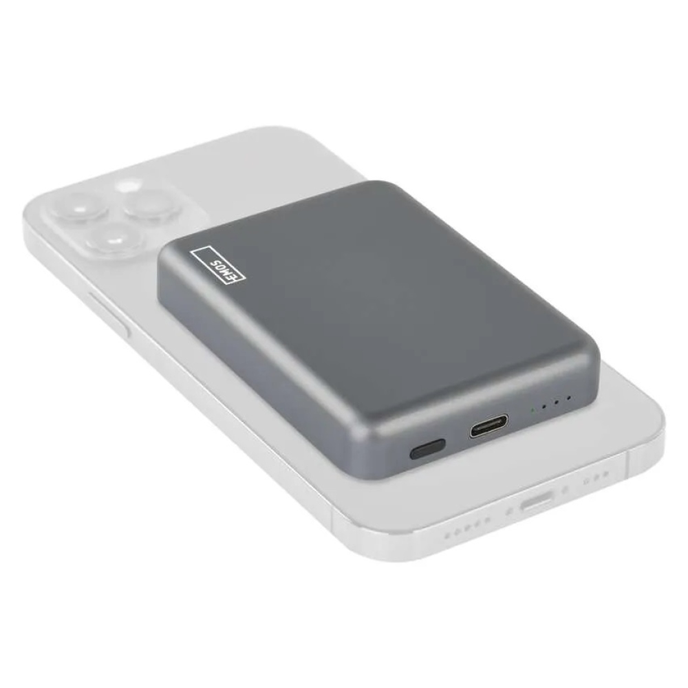 Powerbank EMOS WI 522, 5000 mAh, 20 W+vezeték nélküli - szürke