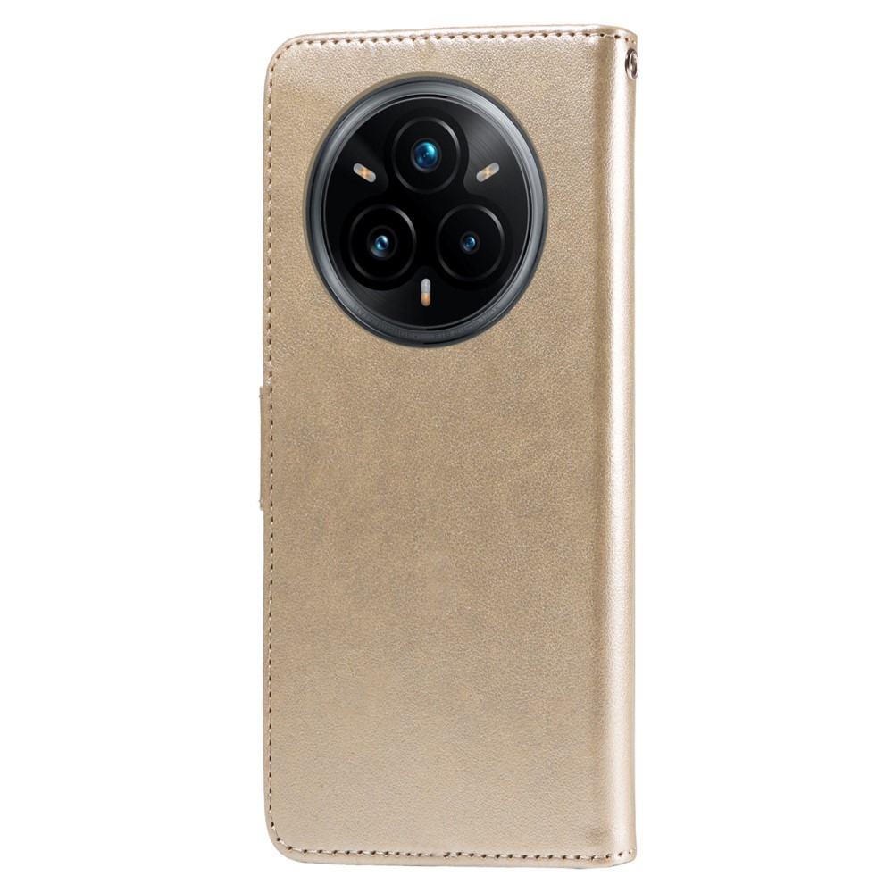 Virágos könyvtáska a Realme 14 Pro+ 5G számára - arany színben