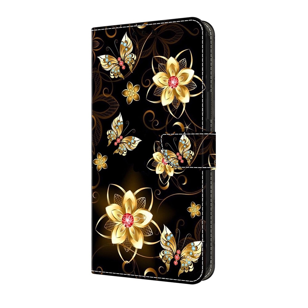 Sima könyves tok Google Pixel 10 Pro/Pixel 10 - arany pillangók és virágok