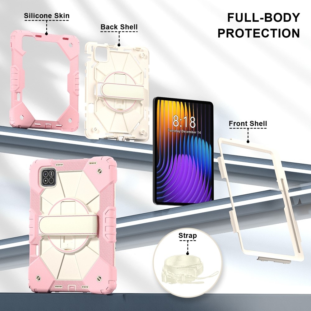 Strapabíró huzat kéztartóval és vállpánttal Xiaomi Pad 7/7 Pro készülékhez - rózsaarany színben