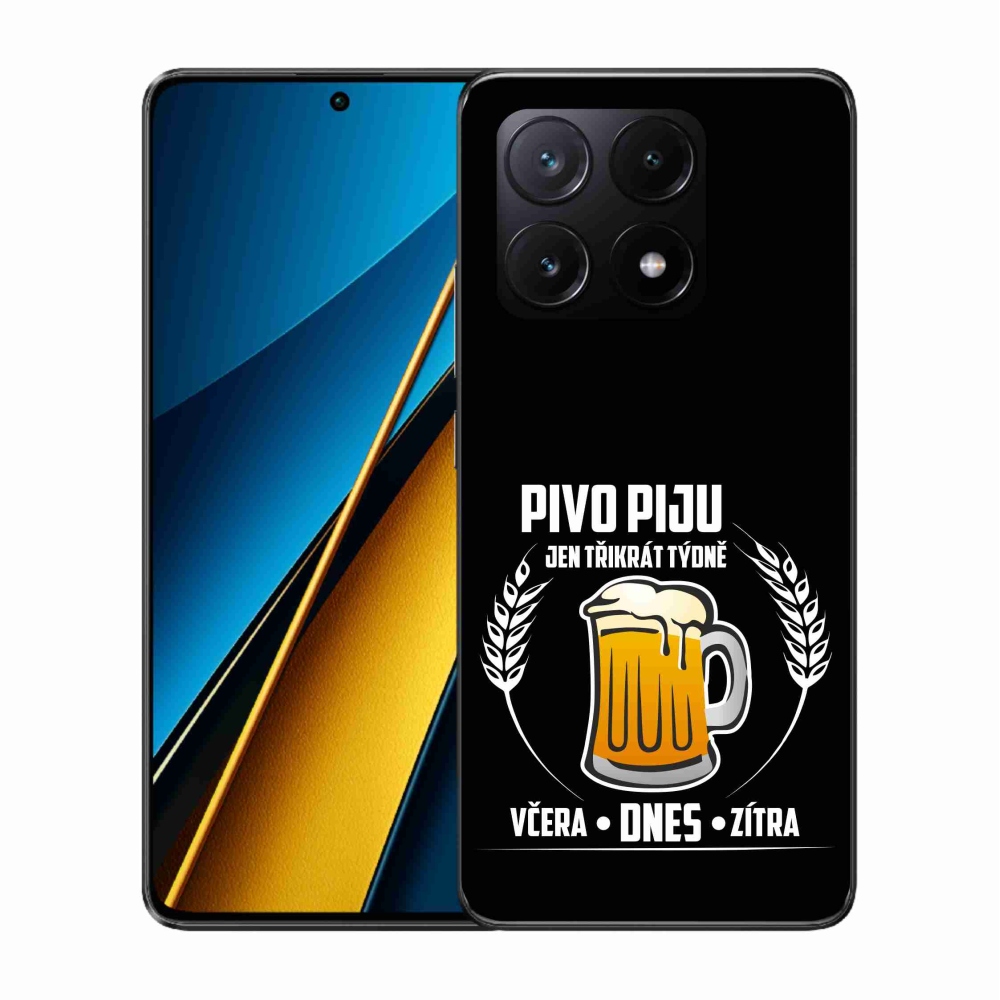 Gél borítás mmCase a Xiaomi Poco X6 Pro 5G számára - sör motívum fekete háttérrel