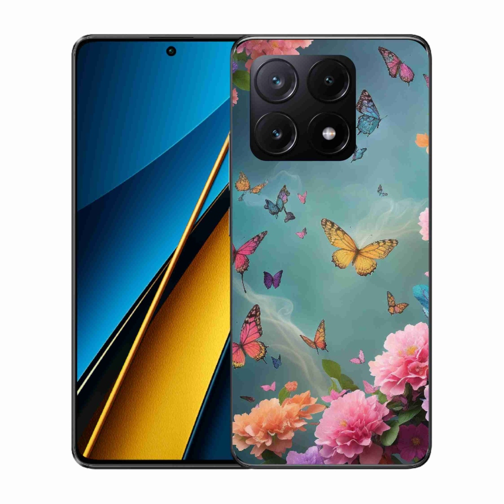 Gél borítás mmCase a Xiaomi Poco X6 Pro 5G számára - színes virágok és pillangók