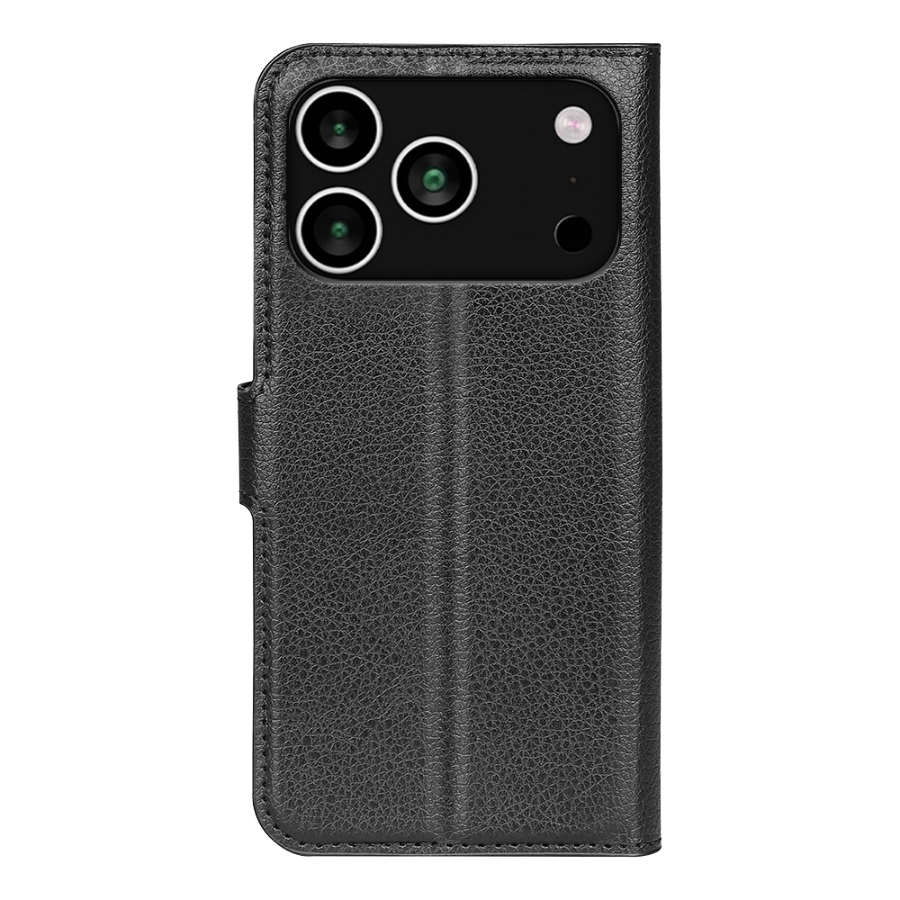 Litchi könyvtáska iPhone 17 Pro készülékhez - fekete