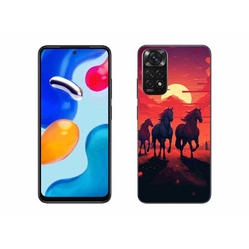 Gél borító mmCase a Xiaomi Redmi Note 11 4G-hez - lovak és naplemente