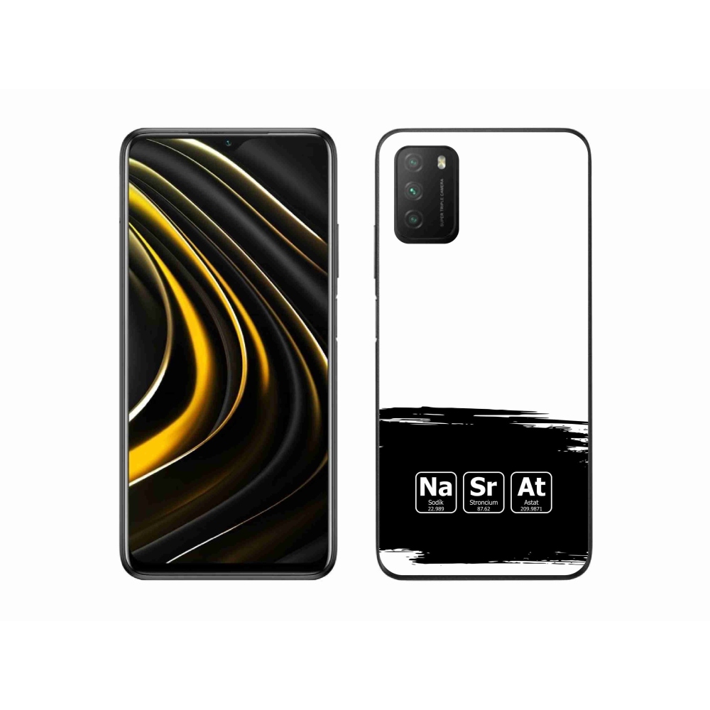Gél borító mmCase a Xiaomi Poco M3-on - kémiai elemek fekete és fehér háttérrel