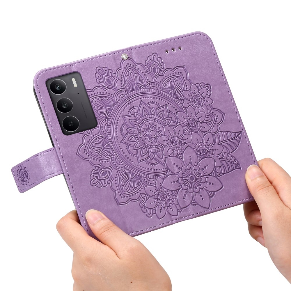 Mandala könyvtáska a Realme C75 készülékhez - lila