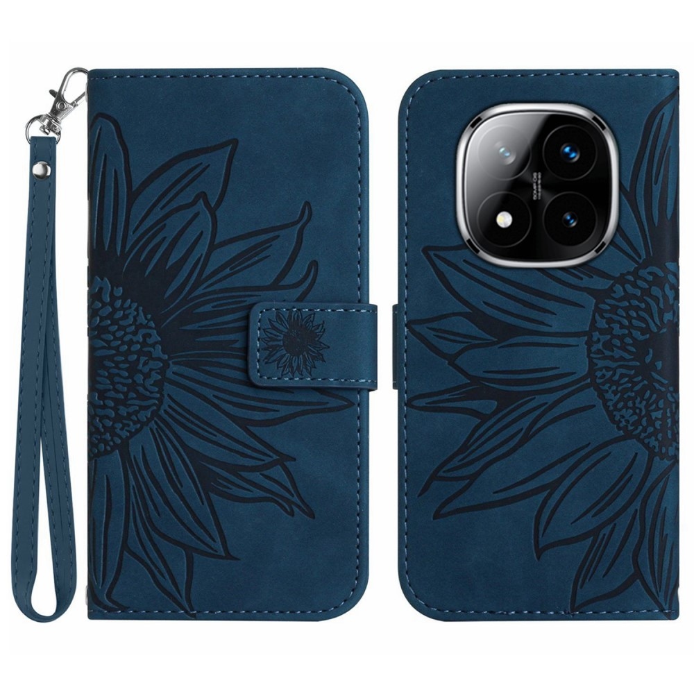 Napraforgók könyv tok Xiaomi Redmi Note 14 Pro - sötétkék