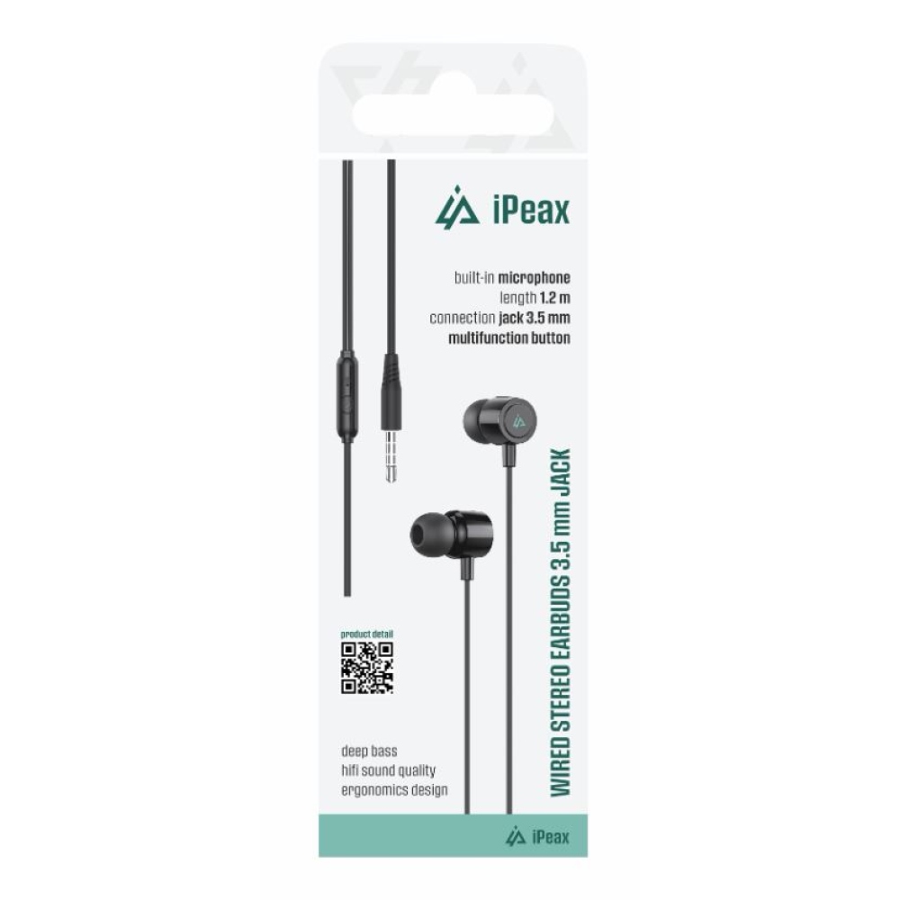 iPEAX vezetékes fejhallgató 3,5 mm-es csatlakozóval - Fekete