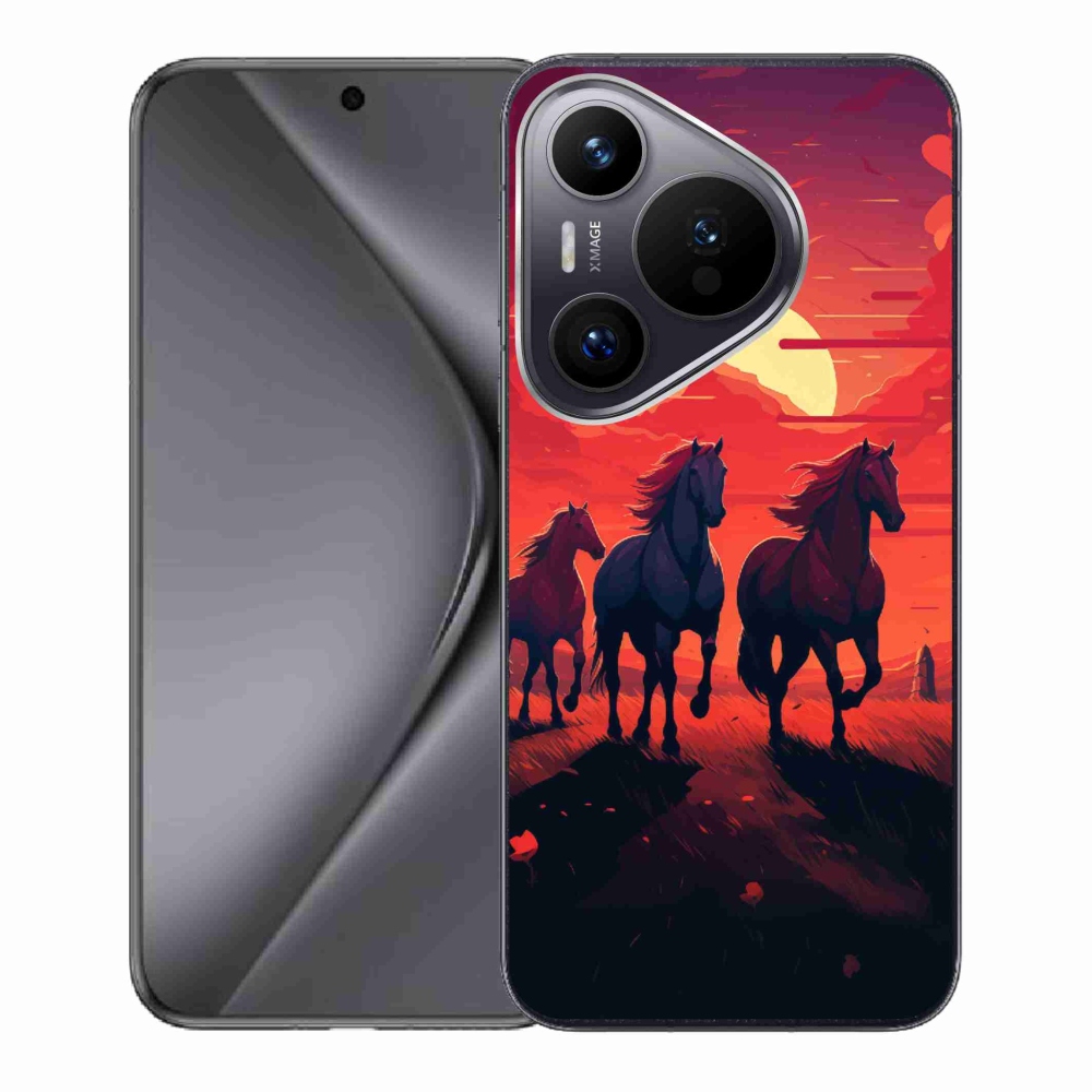 Gél borítás mmCase a Huawei Pura 70-en - lovak és naplemente