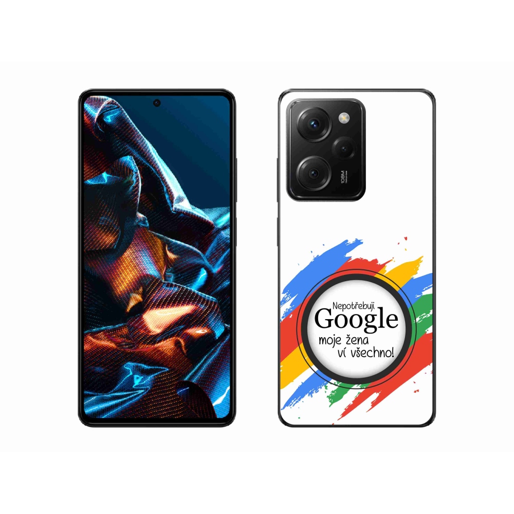 Gél borító mmCase a Xiaomi Poco X5 Pro 5G-n - a nő mindent tud fehér háttérrel
