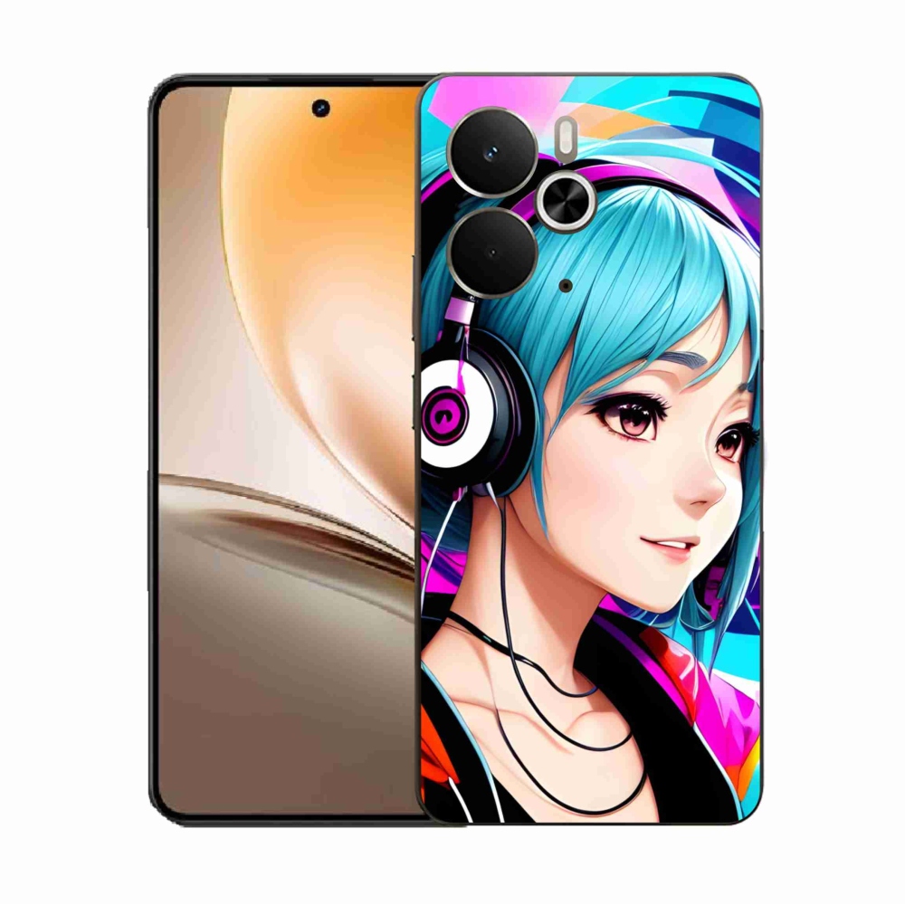 Gél borítás mmCase a Realme 14 5G-hez - lány fejhallgatóval